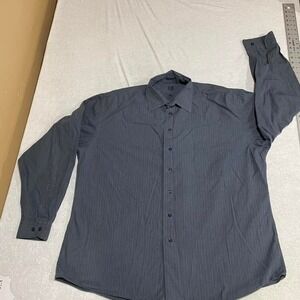 XMI classic men XL Grey striped shirt missing one left cuff button. SKU328